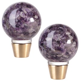 mookaitedecor Set of 2 Amethyst Crystal Sphere Drawer Knobs with Screws, Resin Round Ball Stone Handles Pulls for Cabinets Cupboard Kicthen Door Wardrpbe