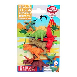 New Japanese Blister Pack – Contains 9 Dinosaur Animal Puzzle Erasers Set Iwako eraser