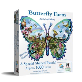 SUNSOUT INC - Butterfly Farm - 1000 pc Special Shape Jigsaw Puzzle by Artist: Lori Schory - Finished Size 24" x 35" - MPN# 95056