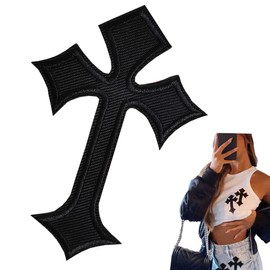 10 Pcs Cross Embroidered Applique Decorative Iron on Clothing Embroidered Patches Cross Medieval Gothic Sew On/Iron On Patches Appliques for Clothes Dress Hat Jeans Repair DIY Accessories