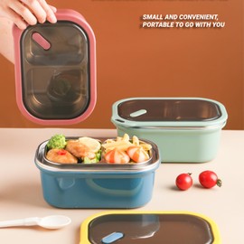 Niiyen Lunch Box 1200ml 2 Layers Food Lunch Containers with Spoon Portable Adult Bento Lunch Box Food Storage Bowl for School Office Outdoor Travel