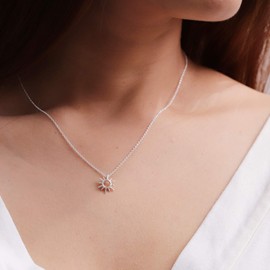 Boma Jewelry Sterling Silver Sunburst Sun Open Circle Necklace, 18 Inches