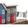 Nautical Rustic Wooden Coastal Village Beach House Ornament - Blue