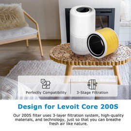 Core 200S-P Replacement Filter Compatible with LEVOIT Core 200S Smart WiFi Air PuriFier, Core 200S-RF Air Filter, Yellow, 2 Pack