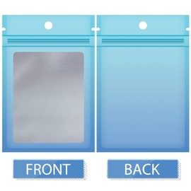 Funfery 100 Pcs Resealable Smell Proof Bags for Food Storage,Clear Cute Gradient Mylar Bags for Small Business Foil Ziplock Packaging Bags for Sample Jewelry Eyelash Gloss(Blue Blue,2.7X3.9in)