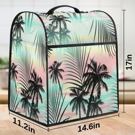 Large Blender Cover Rainbow Palm Tree Stand Dust Covers for Appliance Kitchen Mixer Covers with Top Handle Pockets Waterproof Food Processor Protector Cover for Toaster Coffee