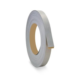 Brushed Silver 5/8 inch x 25 ft PVC Edge Banding Peel Stick Tape Adhesive Metal Edging Veneer Furniture Aluminum Trim MDF Wood Cabinet Flexible Strip Molding Laminate Shelf Countertop Formica Plywood