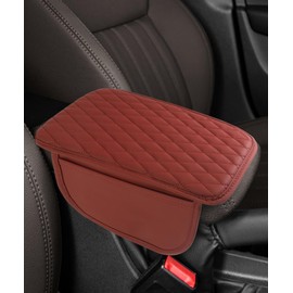 SCUARI Car Center Console Cover,Car Accessories,Arm Rest Cover for Vehicle,Armrest Seat Box Pad,Microfiber Leather Car Arm Rest Cover with 2 Storage Bags,Fit for Most Cars,SUVs (Red)