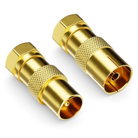 deleyCON Set of 2 SAT Cable Adapters - F-Connector to 1x Antenna Plug & 1x Antenna Socket Coaxial Antenna Connector Coupling for Coaxial Cable Antenna Cable