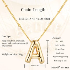 HUILTRUN Bubble Letter Necklace Gold Initial Necklaces for Women, 18K Gold Alphabet Pendant Necklace Trendy Letter Charm Number Jewelry Necklace Gifts for Her Women Wife Mom Friends (Bubble-G, Gold)