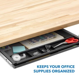 MOUNT-IT! Large Under Desk Pencil Drawer | 21.25” Width | Ball Bearing Slides Out Tray Organizer for Paper, Pencil, and Office Accessories (BLACK)