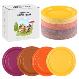 Kochorie 150 Pieces Thanksgiving Paper Plates 7 Inch Bulk Disposable Gradient Fall Colors Dinner Plates Heavy Duty Round Dessert Supplies for Birthday Wedding Holiday Bridal Shower Party Supplies