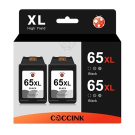 COCCINK 65XL Black Ink Cartridge for HP DeskJet 3700 3720 3722 3755 3752 2600 2622 2624 2652 2655 2680 2630 2675 Envy 5055 5052 AMP 125 Printer for HP Printer Ink 65 XL Ink Cartridge 2 Black