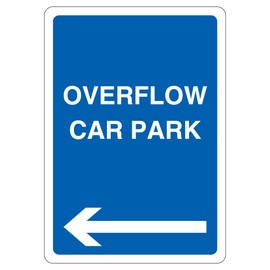 V Safety Overflow Car Park - Blue Arrow Left 210 x 297 mm (A4) - 3mm Aluminium Composite Safety Sign
