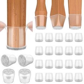 BALEINE 24 Pack Silicone Chair Leg Floor Protectors, Stool Leg Protectors Cap, Non-Slip Chair Leg Caps for Hardwood Floors (Clear, X-Large, 24 Pack)