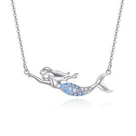 ONEFINITY Mermaid Necklace 925 Sterling Silver Mermaid Pendant Ocean Jewelry Gifts For Women