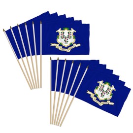 Connecticut 12x18in Stick Flag - 1 dozen pack