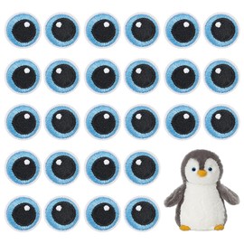 BENECREAT 15 Pairs Black and Blue Doll Eye Patches Polyester Embroidery Iron On Cartoon Eyes Costume Accessories for Jackets Clothes DIY Accessories