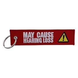 Boostnatics Keychain Tag for Motorcycles, Scooters, Bike, Cars, Backpacks, Gifts, & More (May Cause Hearing Loss (Red))