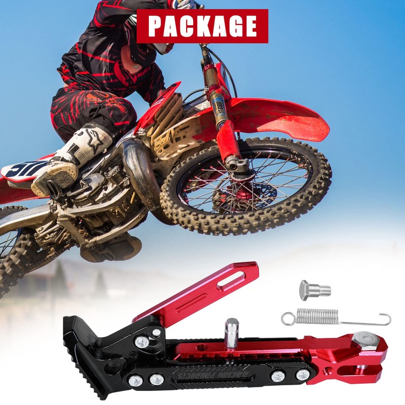 Motorcycle Kickstand Adjustable Tripod Holder Foot Side Stand for Motorcycle(Red)