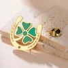 Amaxer Lucky Horseshoe Irish Four Leaf Clover Brooch Stainless Steel