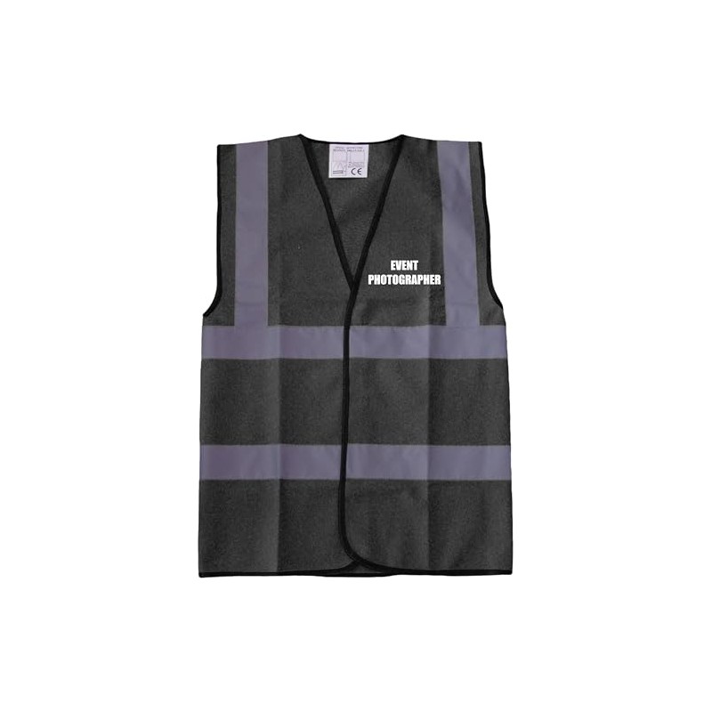 BLACK Hi Vis vest EVENT PHOTOGRAPHER Vest Waistcoat Safety Vest