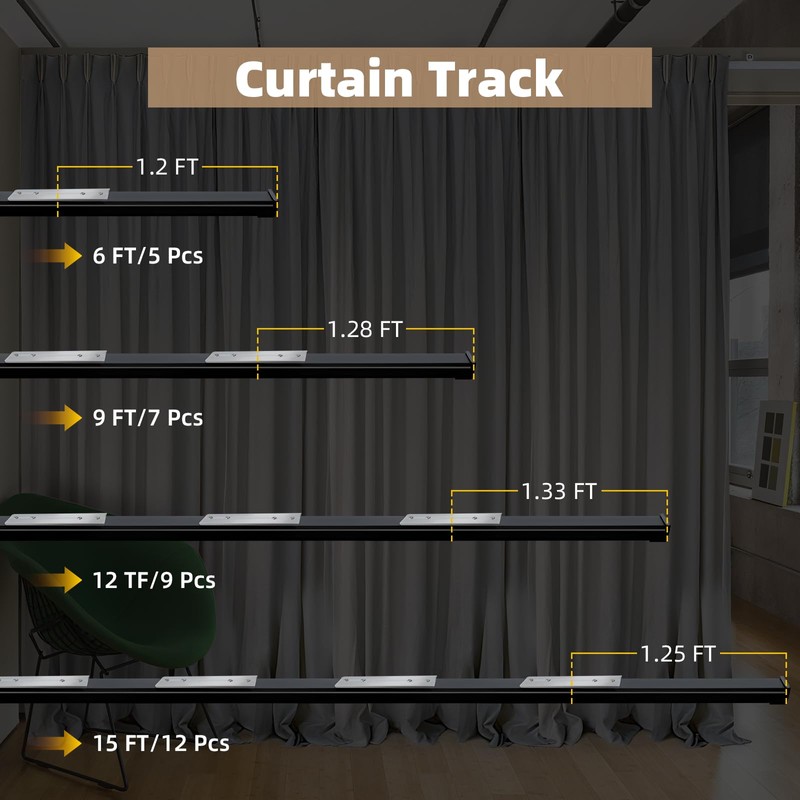 MLOQI Curtain Tracks Ceiling with Soundproof Strips, Curtains Tracks Rails