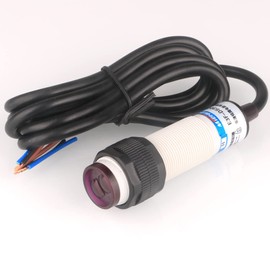 GUUZI 10 cm M18 6-36VDC Diffuse Photoelectric Sensor Optical Three Lines NPN NO (Normally Open) Proximity Switch E3F-DS10C4