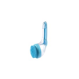 Pet bath brush, brush and soap dispenser, bath cat and dog grooming and massage brush, long and short hair dog and cat shower (blue)
