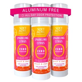 Soft & Dri Sparkling Citrus Aluminum Free Deodorant, 3 oz, Smooth and Clear Stick, pH Balancing Minerals, 3 pack