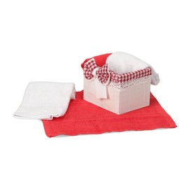 Margy Bathroom Lavette with Wooden Basket Set of 4