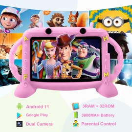 MengDash Kids Tablet, 7 inch Tablet for kids 2-10, Educational Learning Toddler Tablet Android 11, 3GB RAM+32GB ROM Storage, Google Play YouTube