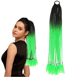 Braids Extensions Hair Accessories Wedding Guest Black Ombre Green Heat Resistant Synthetic Fibre Hair Extensions for Girl Cosplay 2721