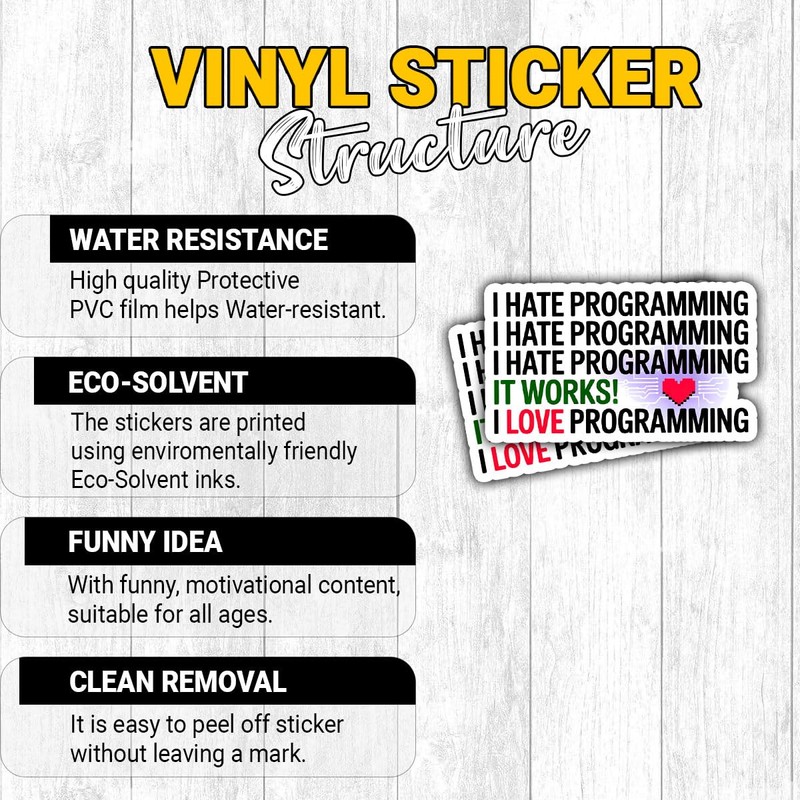 (3psc) I Hate Programming Sticker, It Works, I Love Programming