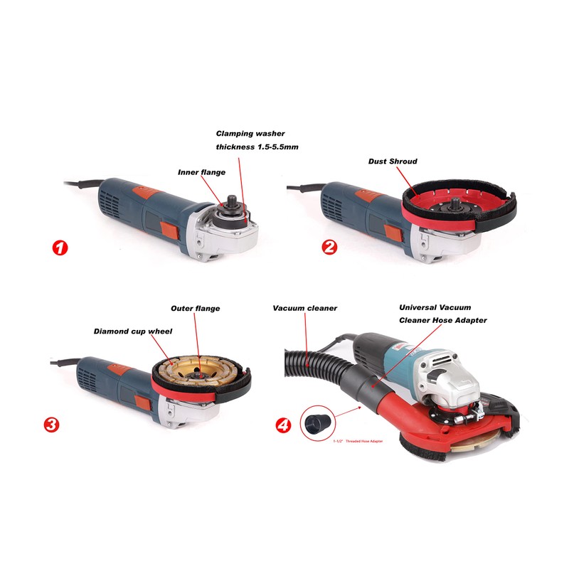 Aidelife Surface Grinding Dust Shroud for Angle Grinders 115mm/125mm+Diamond Grinding