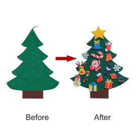 Felt Christmas Tree, DIY Felt Decoration Christmas Tree for Children, Christmas Tree Craft Set with Felt Snowman Santa Elk, DIY Christmas Tree Decoration for Home Door Wall