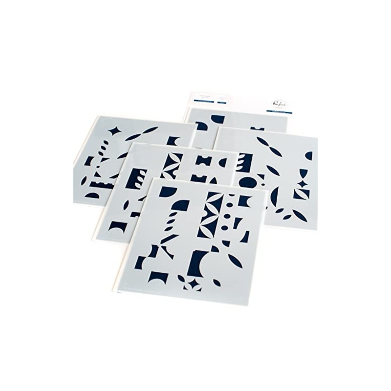 PINKFRESH STUDIO Modern Design Blocks Layering Stencils 4.25"X5.25" 5/Pkg