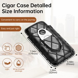 Travel Cigar Humidor Case, Portable Cigar Box with Staniless Steel Cigar Cutter, Waterproof & Airtight Case Humidor (Holds up to 3 Cigars) (Gray)