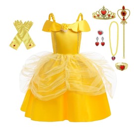 Lito Angels Princess Belle Costume Party Fancy Dress Up with Accessories for Girls Kids Age 2-3 Years, Style A