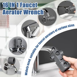 Allisway Tap Strainer Key, Key, Plumbing Tool, Tap Descaler Attachment, Comes with Screwdriver, Multifunctional 16-in-1 Tap Removal Tool