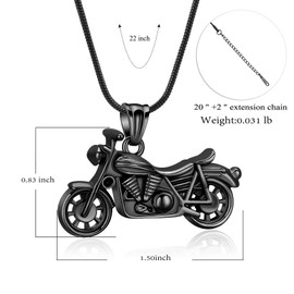 Motorcycle Urn Necklace for Ashes Cremation Jewelry for Women Men Stainless Steel Motorbike Memorial Necklaces Ash Holder for Human Pets Keepsake Jewelry for Loved Ones with Fill Tool