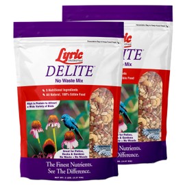 Lyric Delite Wild Bird Seed - No Waste Bird Food Mix with Shell-Free Nuts & Seeds for Outdoor Bird Feeders - 10 lb. (Pack of 2-5 lb. Bags)