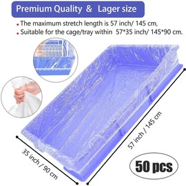 EFWEL Disposable Plastic Liners for Rabbit, Hamster, Chinchilla Cage, 50 Pack (57x35)
