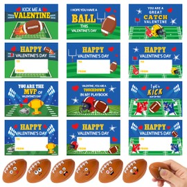 Yopyame Valentine Cards with Stress Balls - 24 Pack Sports Valentines Cards for Kids School Classroom Prizes Exchange Gift Party Favor Valentine’s Day Sport Gift Cards Squeeze Foam Ball for Boys Girls