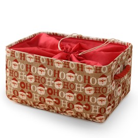 INough Christmas Baskets for Gifts Empty, Baby Basket Collapsible Santa Storage Bins Bright and Festive Gift Storage Container for Christmas, Christmas Decor for Baby/Kids/Nursery Room