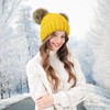 Arctic Paw Winter Cable Knit Fleece Lined Pom Pom Beanie