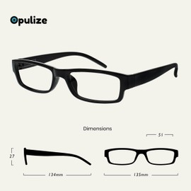 OPULIZE Ace Reading Glasses 6 Pack Classic Everyday Narrow Frame Scratch Resistant Spring Hinges Black Mens Womens RRRRRR32-1 +1.50