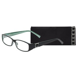 SAV Eyewear Women's Victoria Klein Crystals 9092 Turquoise Rectangular Reading Glasses, 27 mm + 2.25