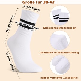 Apricitie Women's Non-Slip Socks, Stopper Socks, Yoga Socks with Handles, Pilates Socks, Long Grip Socks for Women and Girls, White, 38 - 42