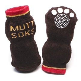 Muttluks, Muttsoks Cotton Knit Dog Socks with Non-Slip Pads - 4 Socks